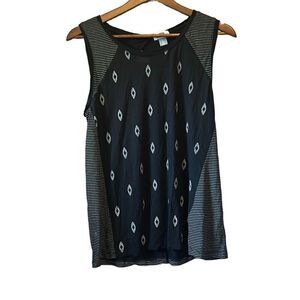 Old‎ Navy Tank Top Black Sleeveless Striped Diamond Print Casual Women's